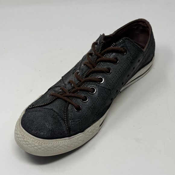 Converse All Star Low Sneakers Mens 10.5 Black Distressed Leather Open Zip Shoes - Picture 10 of 16